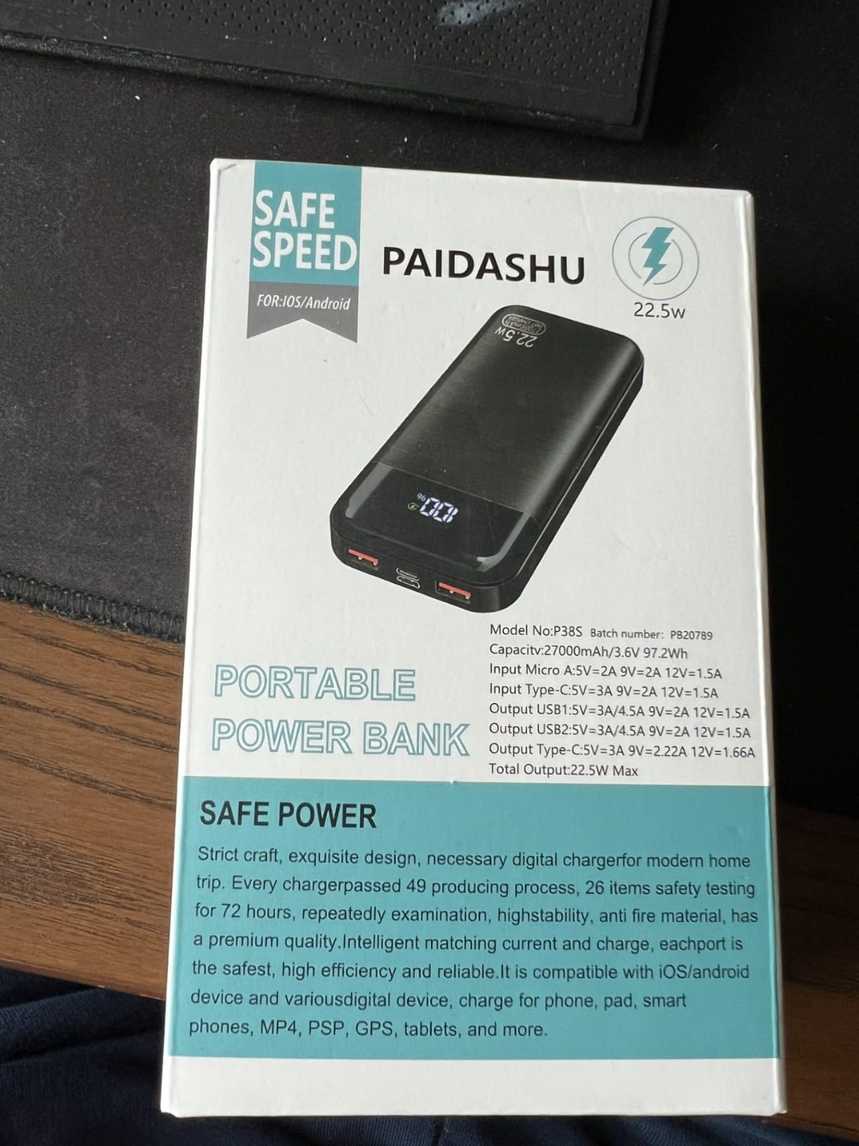 Paidashu 27,000mAh power bank customer review photo 4